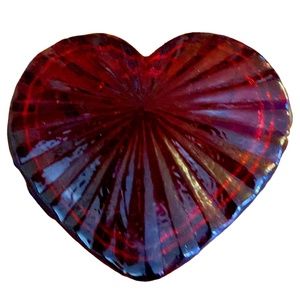 Vintage Small Red Glass Heart Trinket Box, Jewelry box